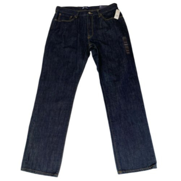Gap Straight Jeans Dark Blue Leg Mid Rise Denim Pants NWT Cotton Mens 34